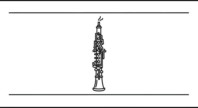 Elegant minimalist oboe instrument line art drawing for musical themes and design projects