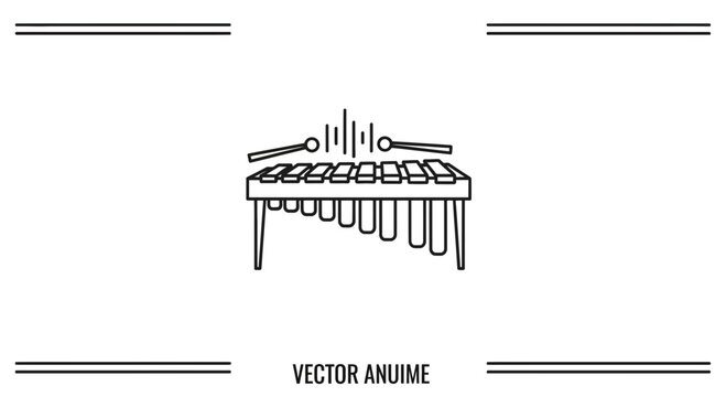 Minimalist line art illustration of a classic mallet percussion instrument with sound waves
