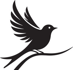 Obraz premium Graceful silhouette of a bird in mid-flight against a clean background Vector, illustration