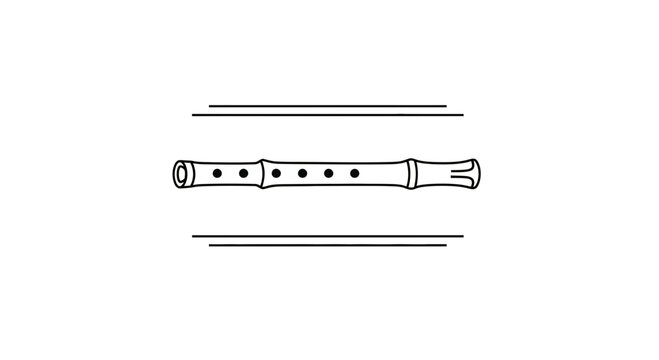Elegant minimalist bamboo flute line art with decorative horizontal dividers
