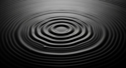 Obraz premium Black Water Ripple Stock Image, Concentric Circular Waves on Dark Liquid Surface, Minimalist Abstract Photography for Modern Backgrounds and Artistic Design Projects