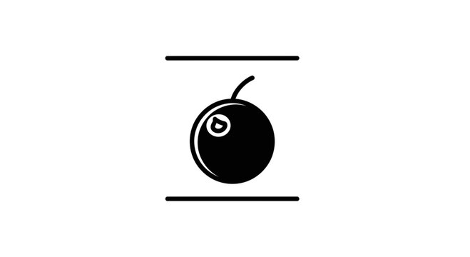 Minimalist black berry icon centered between parallel lines clean simple graphic illustration