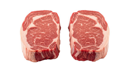 Obraz premium Two raw ribeye steaks, on, ultra HD PNG