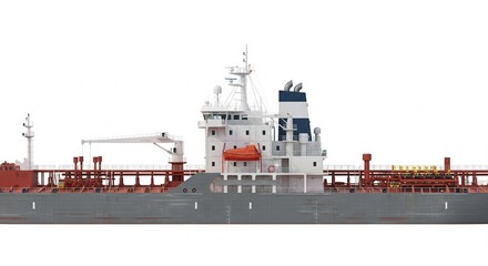 Fototapeta premium Oil Tanker Ship Isolated on White Background Stock Image for Maritime Logistics and Shipping Industry Concept