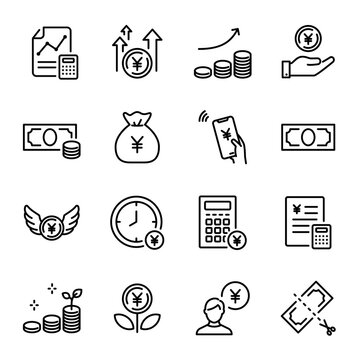 Simple Icon Set for Japanese Money, Payments and Economy