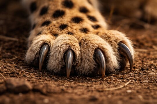 Close up of a cheetah paw with sharp claws