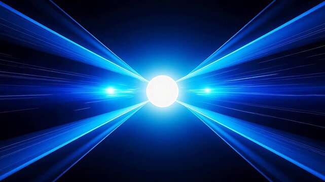 Abstract blue light beams converging