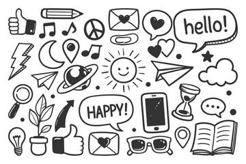 Doodle Icons and Symbols of Communication, Ideas, and Lifestyle © DzgnVibe