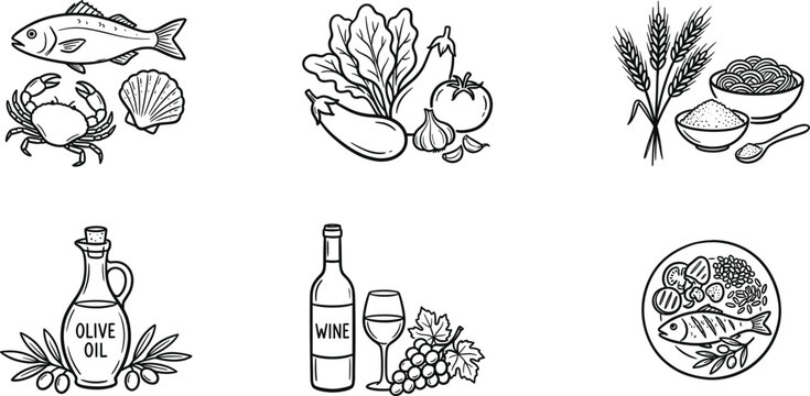 Culinary illustration a hand drawn collection of seafood spices and ingredients for gourmet cooking