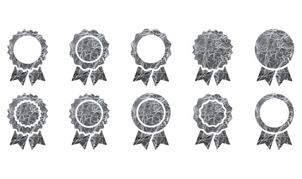 Silver award ribbons collection set