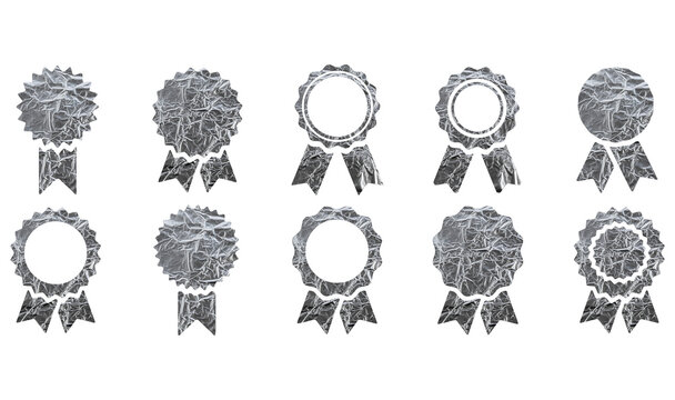 Silver award ribbons collection set