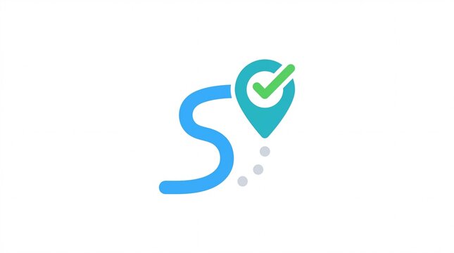 Green Check Mark Location Logo Design.