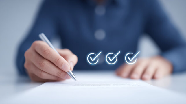 Handwriting form office checklist approval document pen desk business professional paperwork verification signature