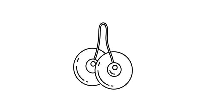 Hand Drawn Icon of Finger Cymbals, Musical Instrument, Isolated on White Background