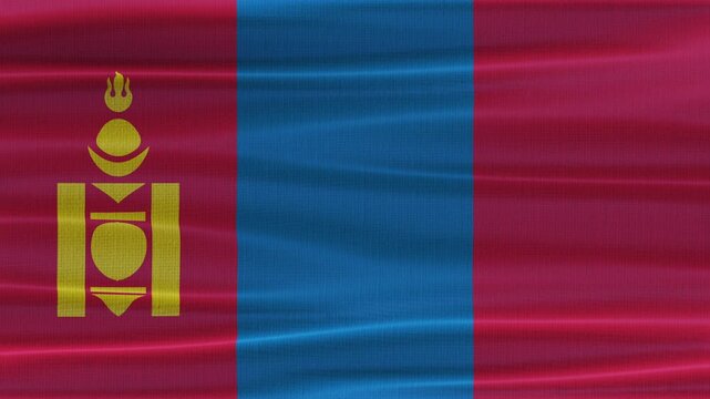 Mongolia flag waving in the wind with high quality fabric texture