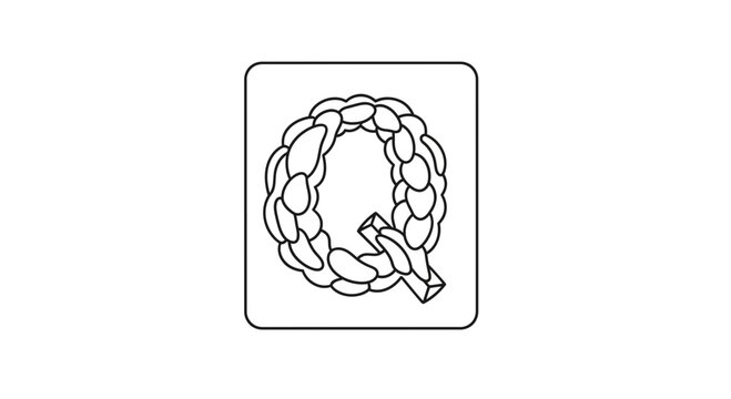 Braided Letter Q Icon Outline, Alphabet Symbol, Decorative Font Element