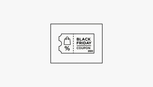 Black Friday Coupon Icon, Discount Offer, Sale Promotion, Shopping Bag, Percentage Sign