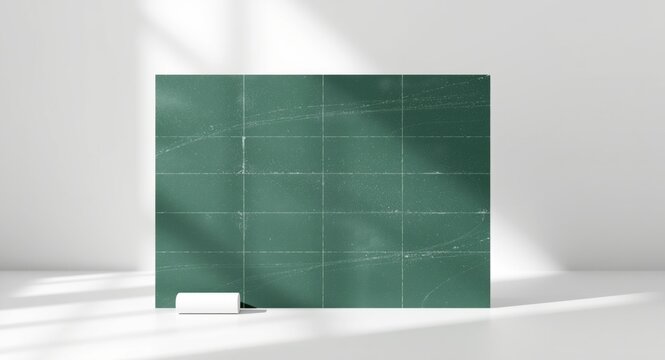 Teacher appreciation visual featuring green educational board and eraser on white backdrop