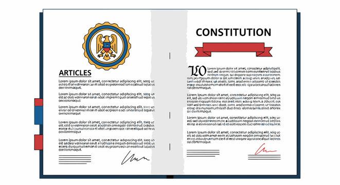 Blurry constitution document on a white background