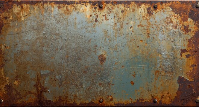 Unique background of old metal plate featuring weathered abstract pattern with grunge texture
