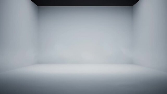 Empty white room with dark ceiling and subtle lighting, perfect for product display or minimalist design.