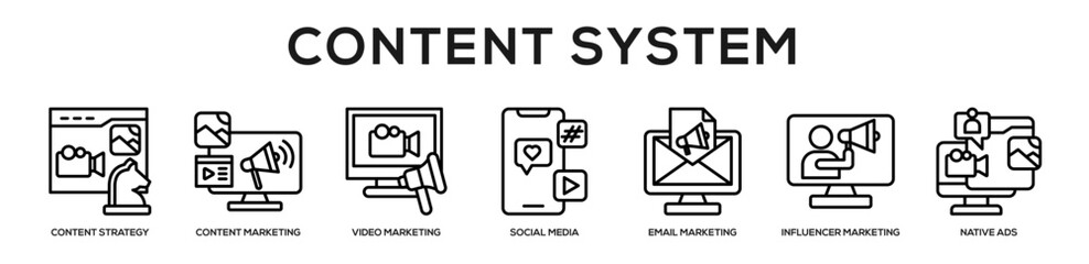 Fototapeta premium Content System web banner icon illustration concept