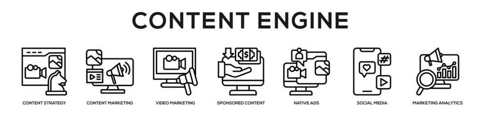 Fototapeta premium Content Engine web banner icon illustration concept