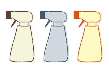 スプレーボトルのアイコン3色セット（霧吹き・掃除・除菌・ガーデニング・シンプルイラスト素材） © atumeru