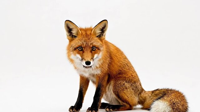 Beautiful Red Fox Portrait on White Background