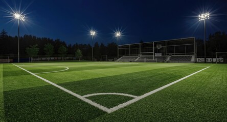Obraz premium Upgrade of sports complex featuring skilled synthetic turf installation and surface renewal