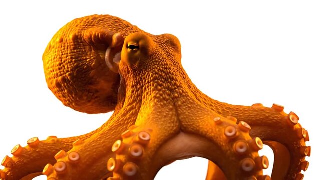 Orange Octopus on White Background.