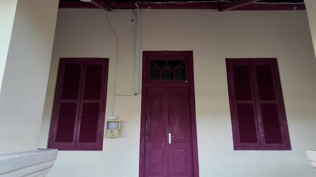 Facade and Door of Classical Building at Fort Rotterdam, Makassar City, Indonesia