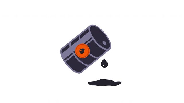 Oil in a Dripping Barrel Animation: Fossil Fuel Crisis and Environmental Pollution Motion Graphics with Alpha Channel