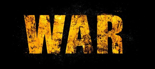 Obraz premium Grunge gold war text. Generative AI technology.