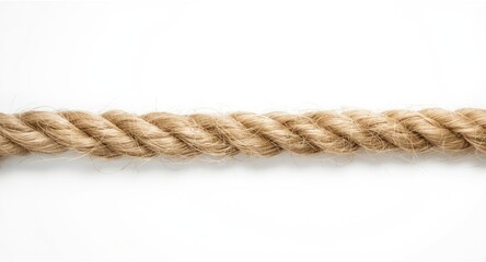 Fototapeta premium Fine detail of rope fibers displayed on smooth white background