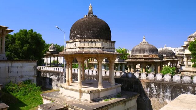 Ancient Ahar cenotaphs historical landmark in Udaipur India
