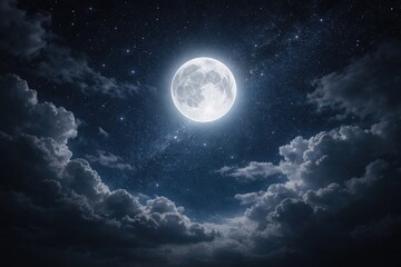 Fototapeta premium Beautiful moonlight shining brightly in the night sky