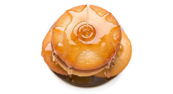 Honey or Sugar Syrup Pouring over Traditional Malpua Pancakes - Authentic Indian Sweet Dessert, Festive Fried Pancakes, Gourmet Food Photography, Sugary Indulgence, Traditional Regional Cuisine 