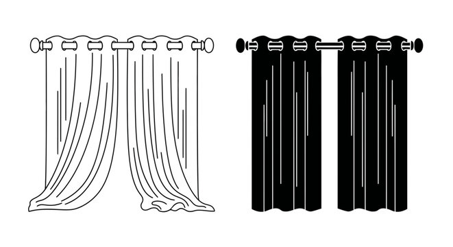 Black and white curtain designs a comparative illustration of linear styles and drapery forms