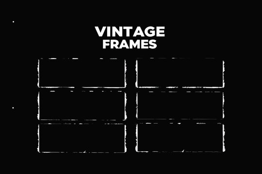 Vintage frames graphic with six rectangular white shapes on black