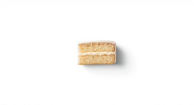 classic sponge cake piece displayed on bright white background