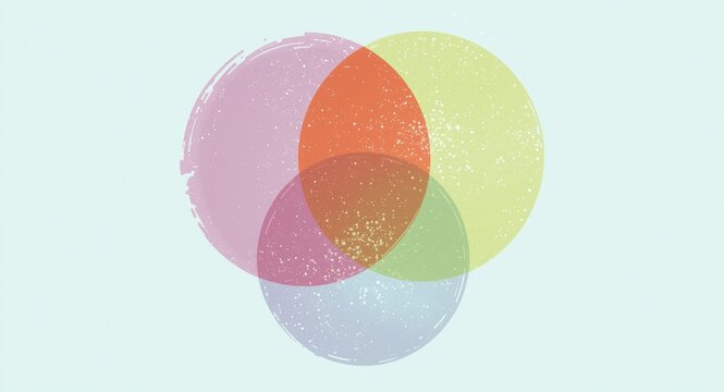 Illustration of three intersecting circles forming a classic Venn diagram