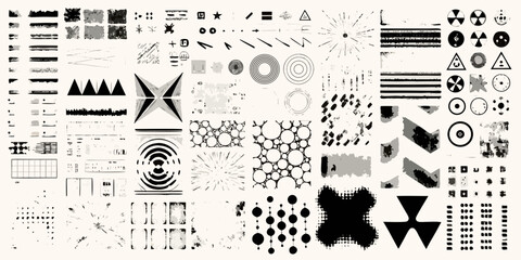 Obraz premium Collection of abstract geometric shapes and brushstroke textures