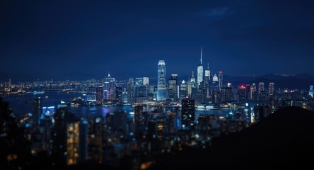 Fototapeta premium sparkling nighttime city skyline with radiant illumination