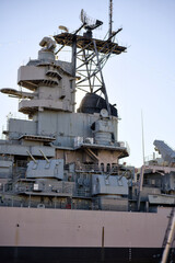Detail of historic battleship superstructure in Norfolk Virginia USA  © Viola