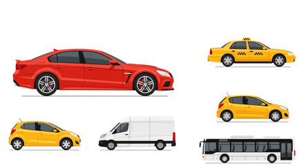Naklejka premium Various car vehicles collection illustration isolated on white background