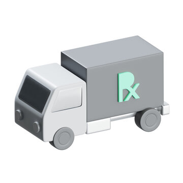 3D Pharmacy Delivery Truck Medical Logistics Healthcare Transport Icon