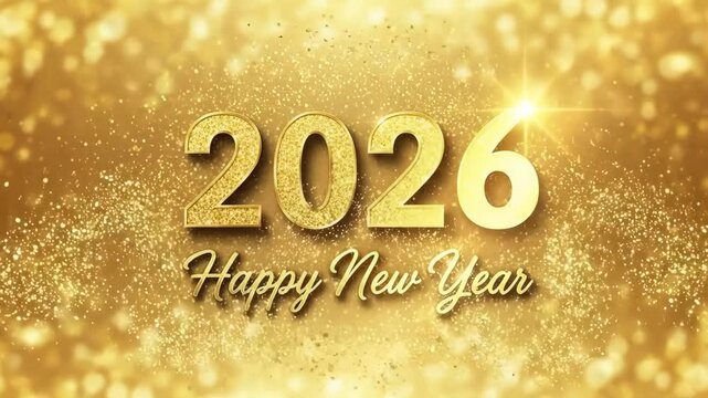 Celebratory golden new year greeting for the year two thousand twenty six