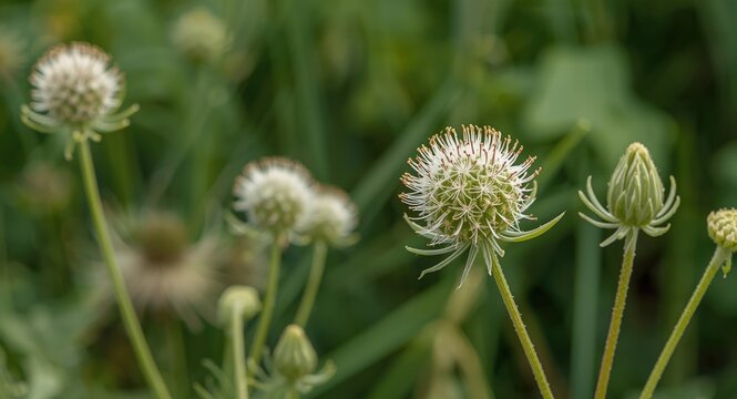 Summer garden scene showing intricate follicles of common milkweed species