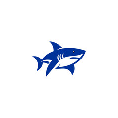 Obraz premium A bold and dynamic logo in deep blue and white featuring a stylized shark.